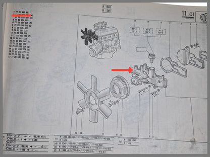 Pompe à eau - Renault 18 - OEM 7701460697 et 7701462389 et 7701462390
