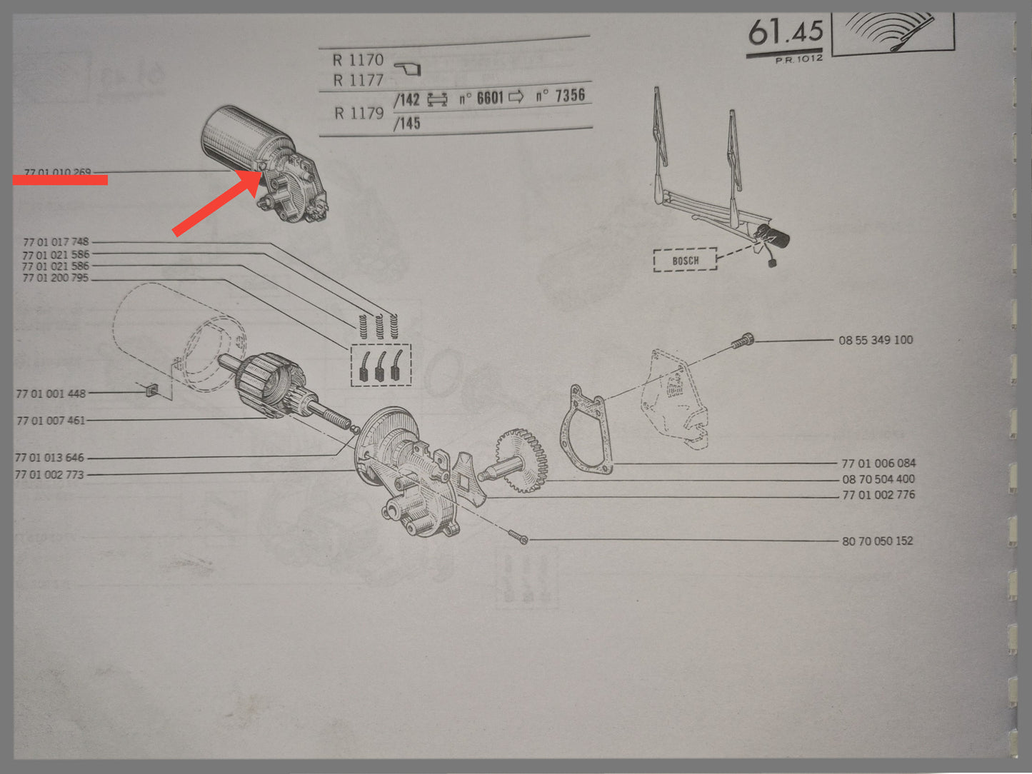 Motor ruitenwisser - Renault 12 - Renault 15 - Renault 17 - OEM 7701010269
