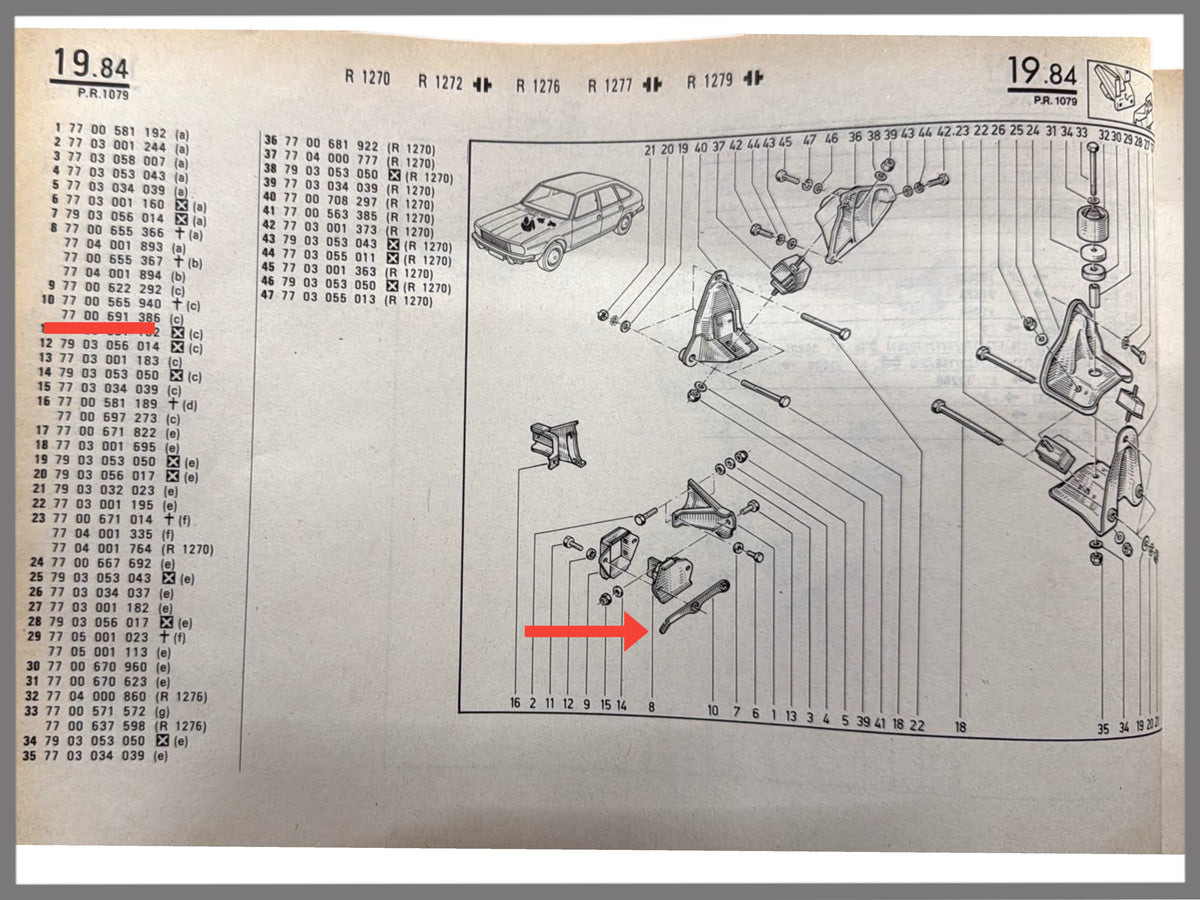 Motormontageplatte - Renault 20 - Renault 30 - OEM 7700691386
