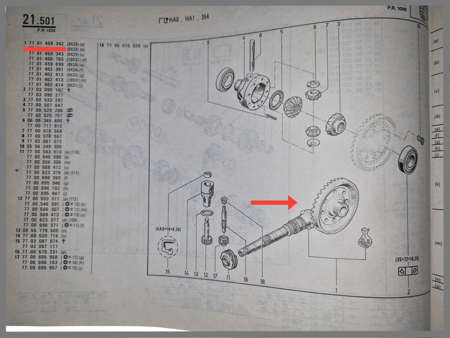Kroon en pingonwiel - Renault 4 - OEM 7701458342