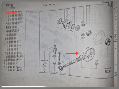 Kroon en pingonwiel - Renault 4 - OEM 7701458342
