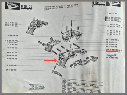 Uitlaatspruitstuk – Renault 12 – OEM 7700530103 / 7701453252 - used