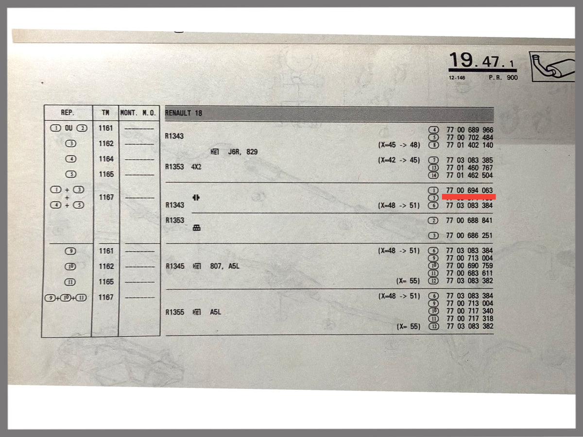 Auspuffrohr - Renault 18 - OEM 7700694063