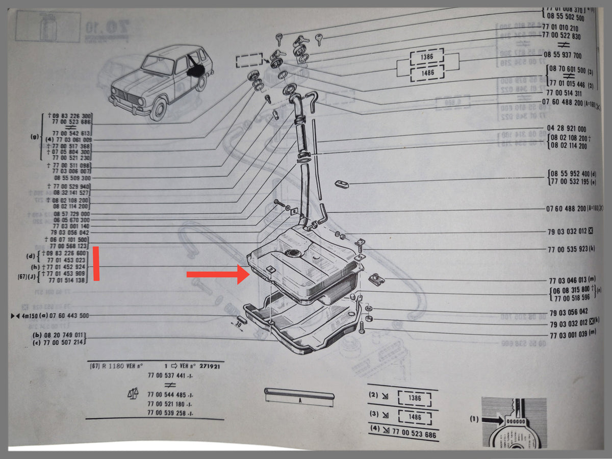 Benzintank - Renault 6 - OEM 7701453023 und 7701514138