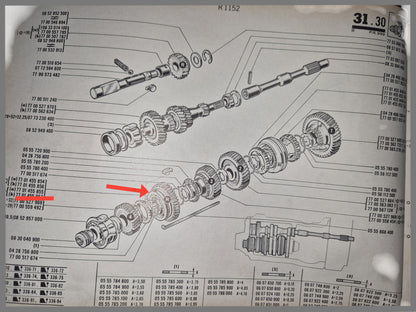 Reverse gear with synchronization hub for third and fourth gear - Renault 16 - OEM 7701455855