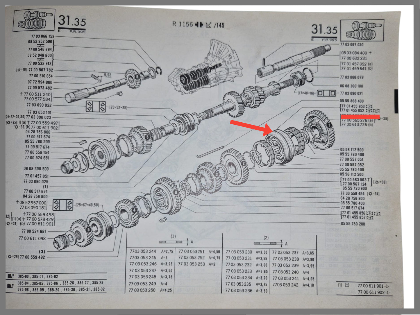 Synchronisatienaaf eerste en tweede versnelling met 30 tanden - Renault 5 - Renault 12 - Renault 16 - Alpine 110 - OEM 7701455852 en 7701455853