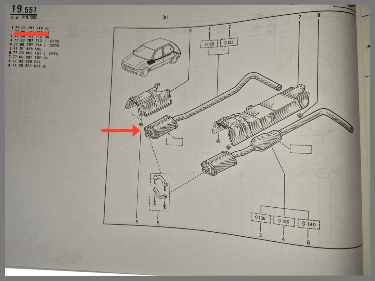 Middle silencer - Renault Clio - OEM 7700797710