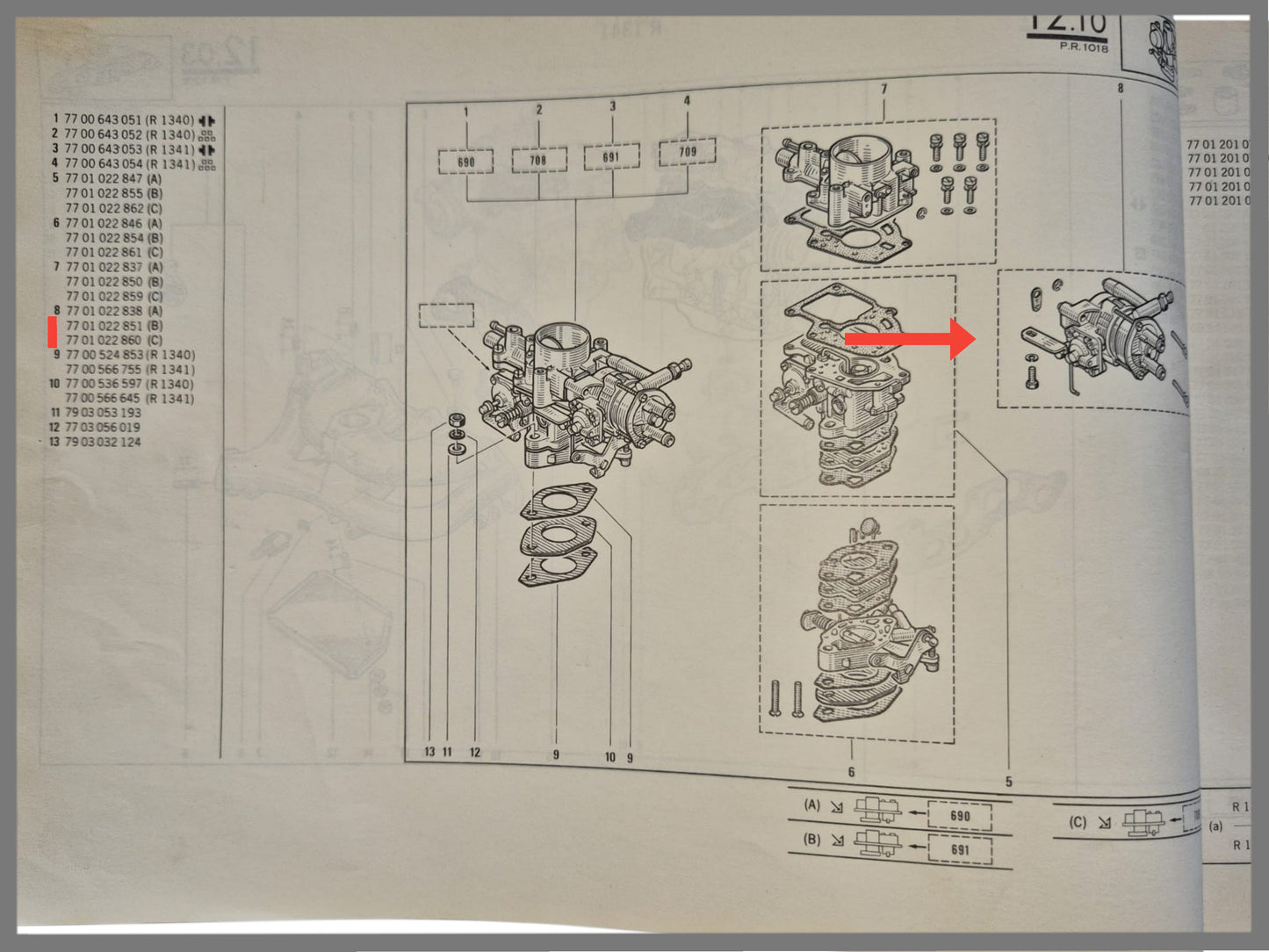 Chokemechanisme - Renault 18 - OEM 7701022838 en 7701022851 en 7701022860