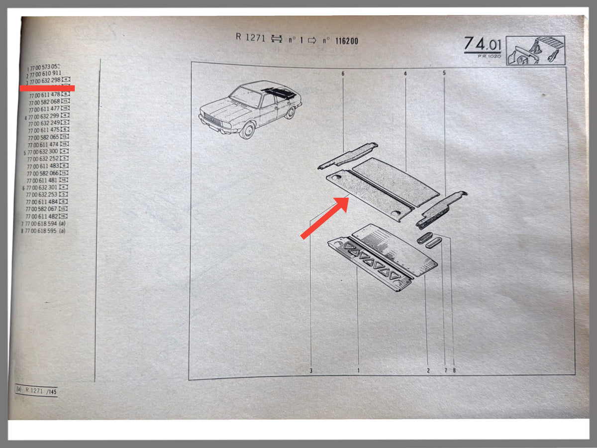 Revêtement tablette bleu clair - Renault 20 -Renault 30-OEM 7700632298