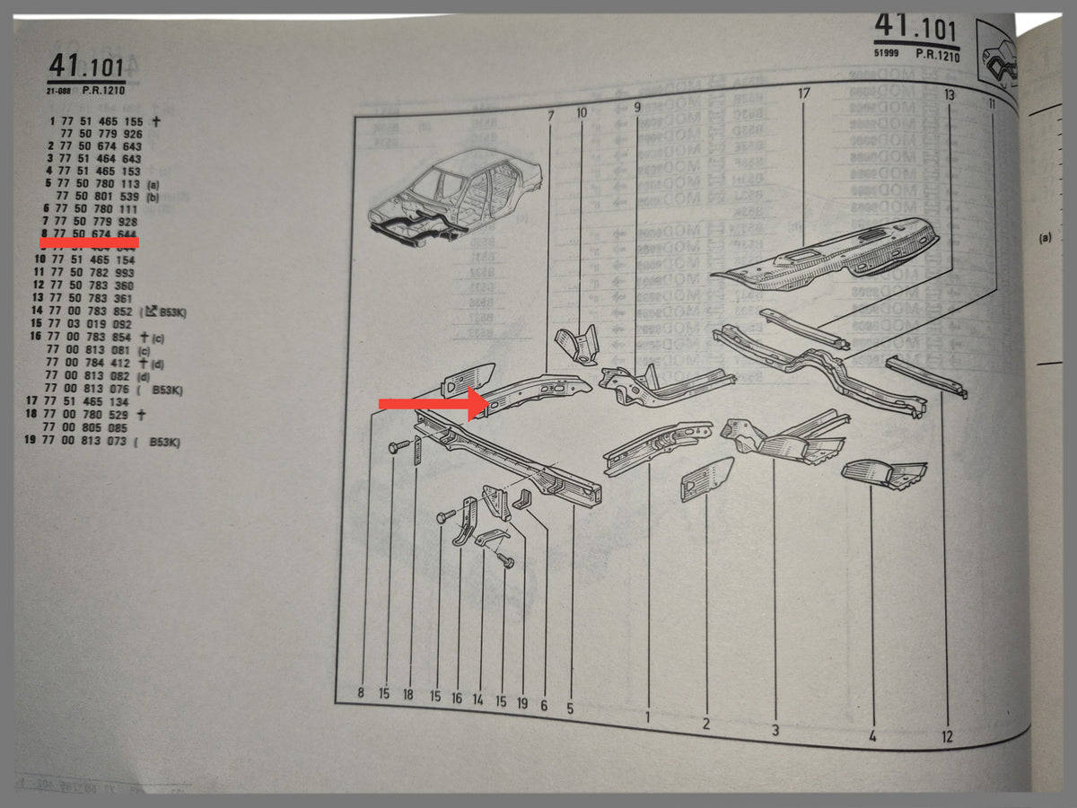 Frontträger rechts – Renault 19 – OEM 7750779928