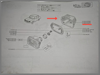 Koplamphuis rechts - Renault 12 - OEM 7700612428