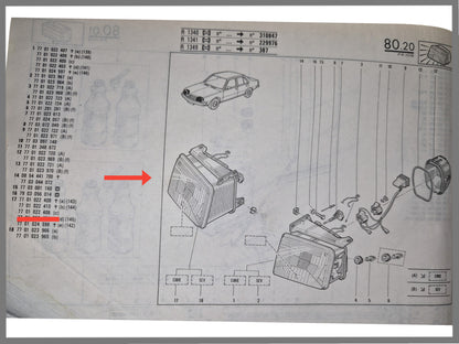 Koplamp Bilux rechts Renault 18 - OEM 7701022406
