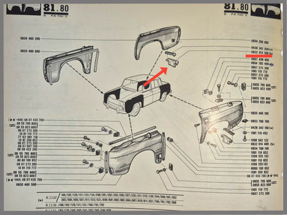 Steun spatbord achter rechts – Renault 8 – OEM 0832014500