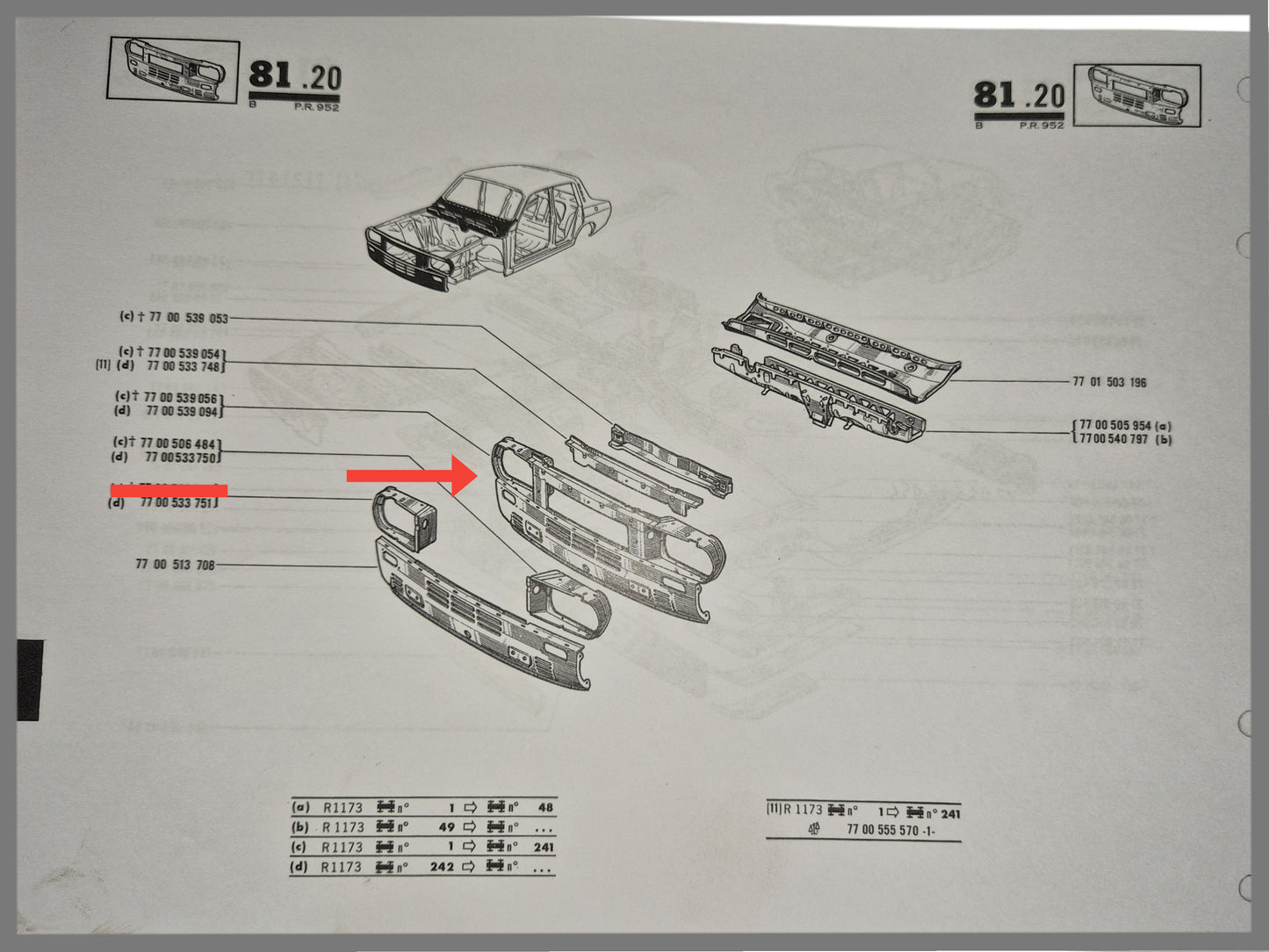 Voorfront oude type - Renault 12 - OEM 7700539094