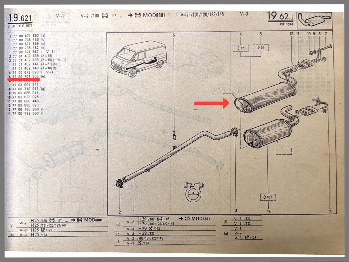Middle silencer - Renault Trafic - OEM 7700704605