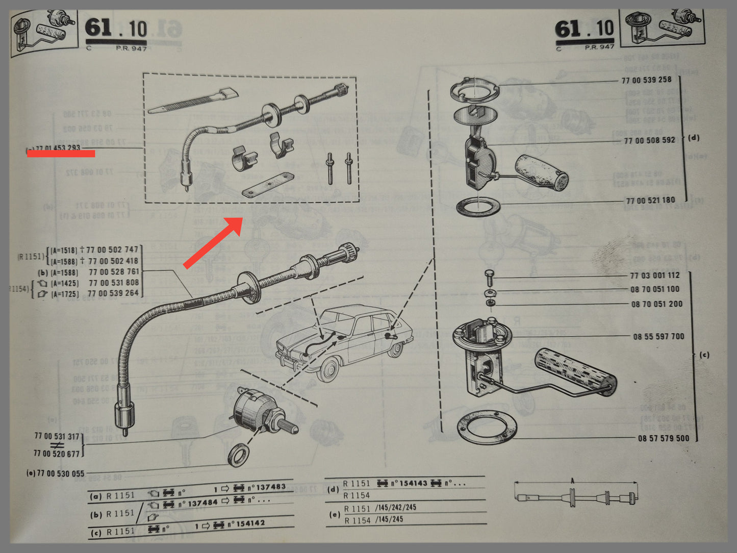 Reparatieset kilometerteler kabel - Renault 16 - OEM 7701453293