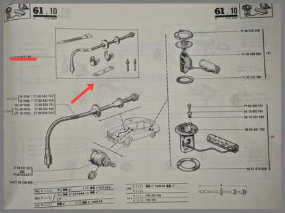 Reparatieset kilometerteler kabel - Renault 16 - OEM 7701453293