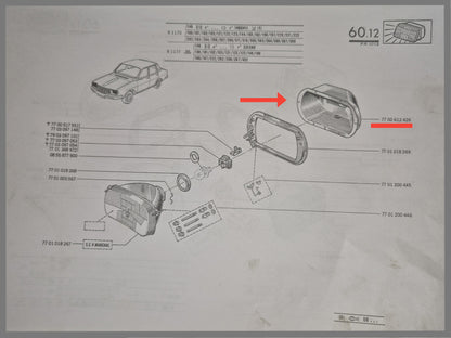 Boîtier de phare droit - Renault 12 - OEM 7700612426