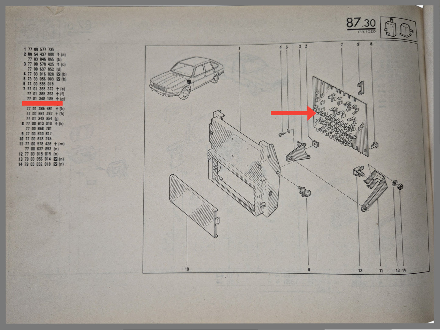 Printplaat - Renault 20 - OEM 7701348185