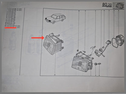 Koplamp Bilux rechts Renault 18 - OEM 7701023689