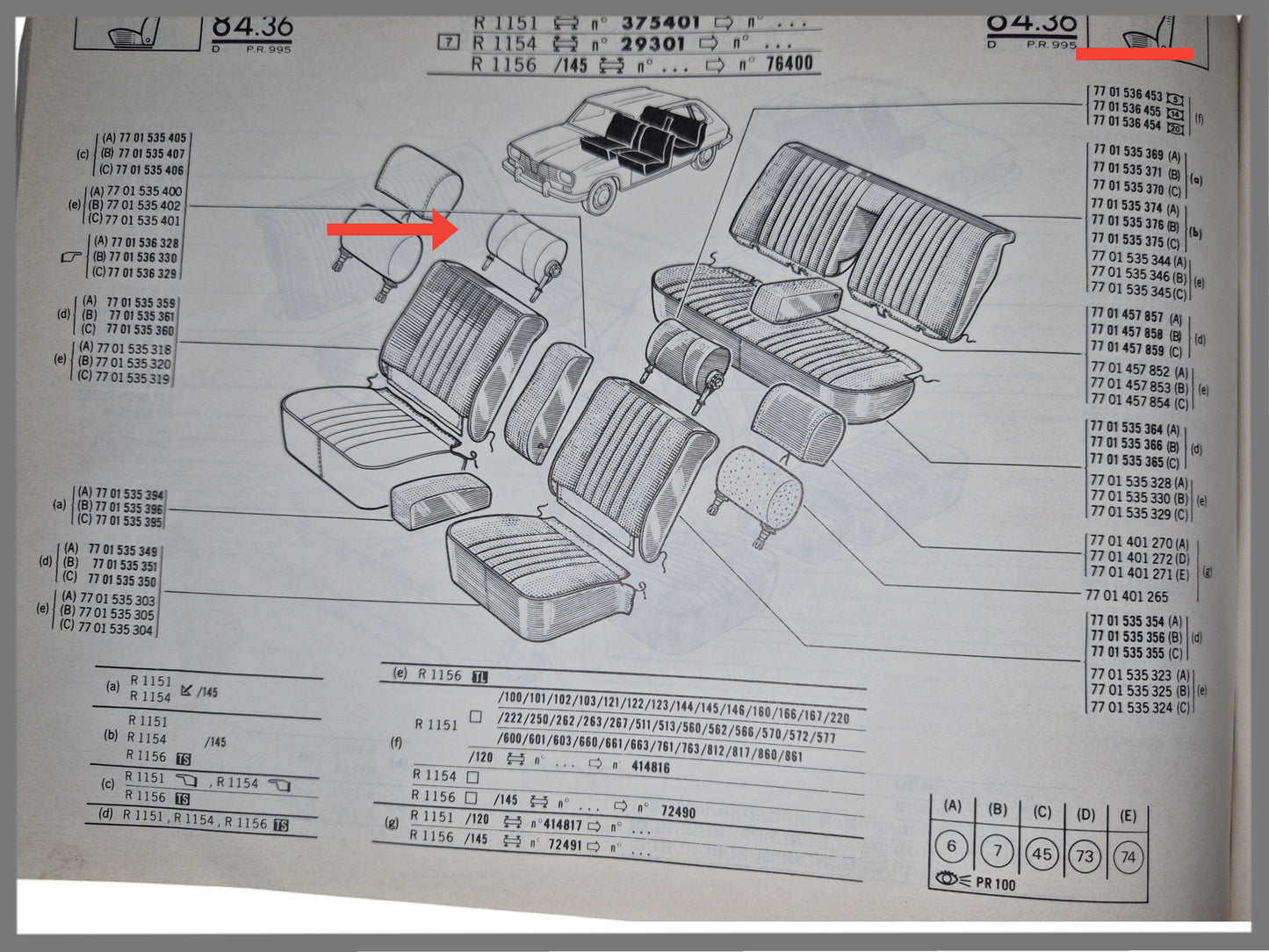 Hoofdsteun brede versie - Renault 16 - OEM 7701536450