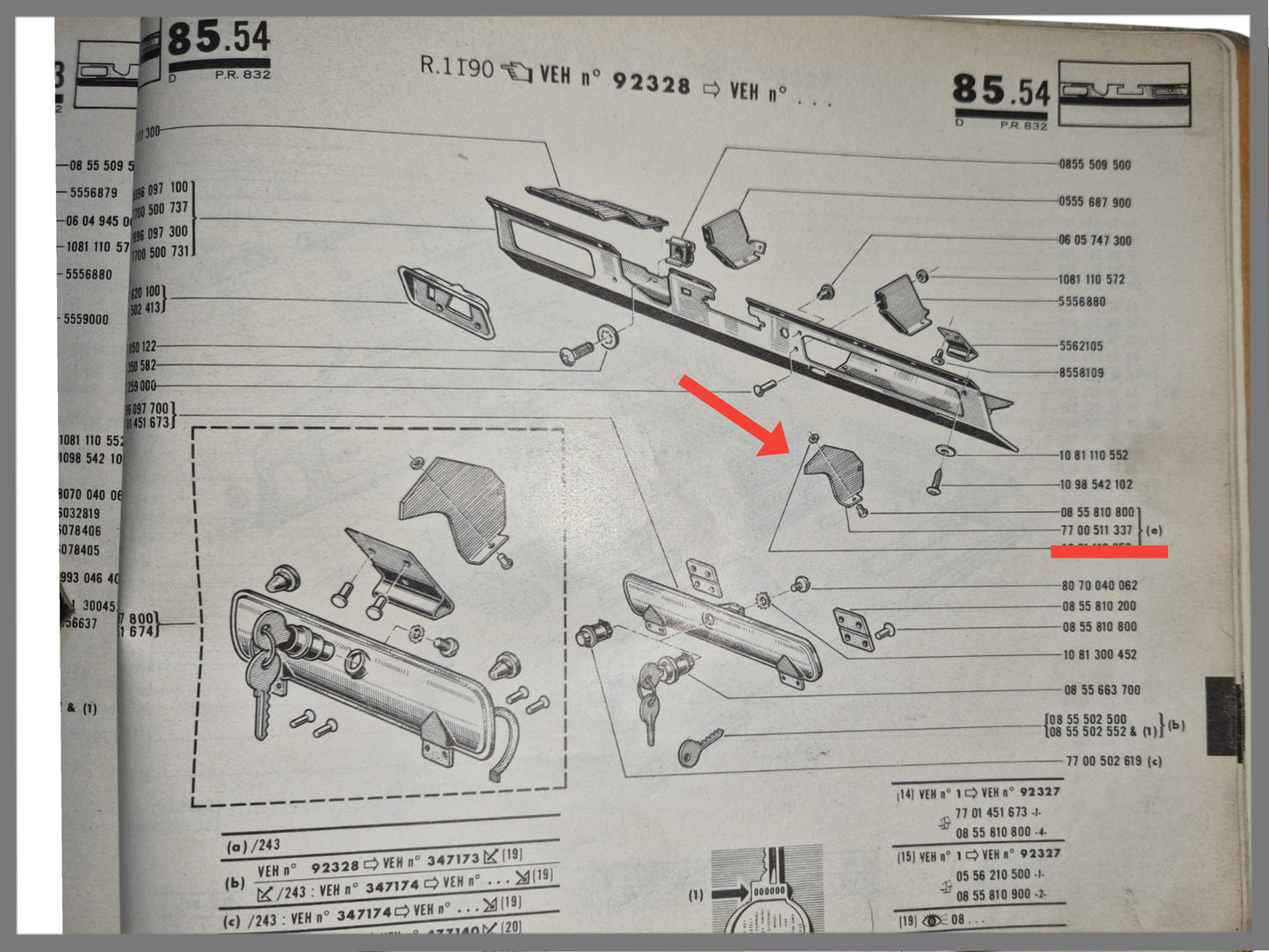 Dashboard deel rechts - Renault 10 - 7700511337