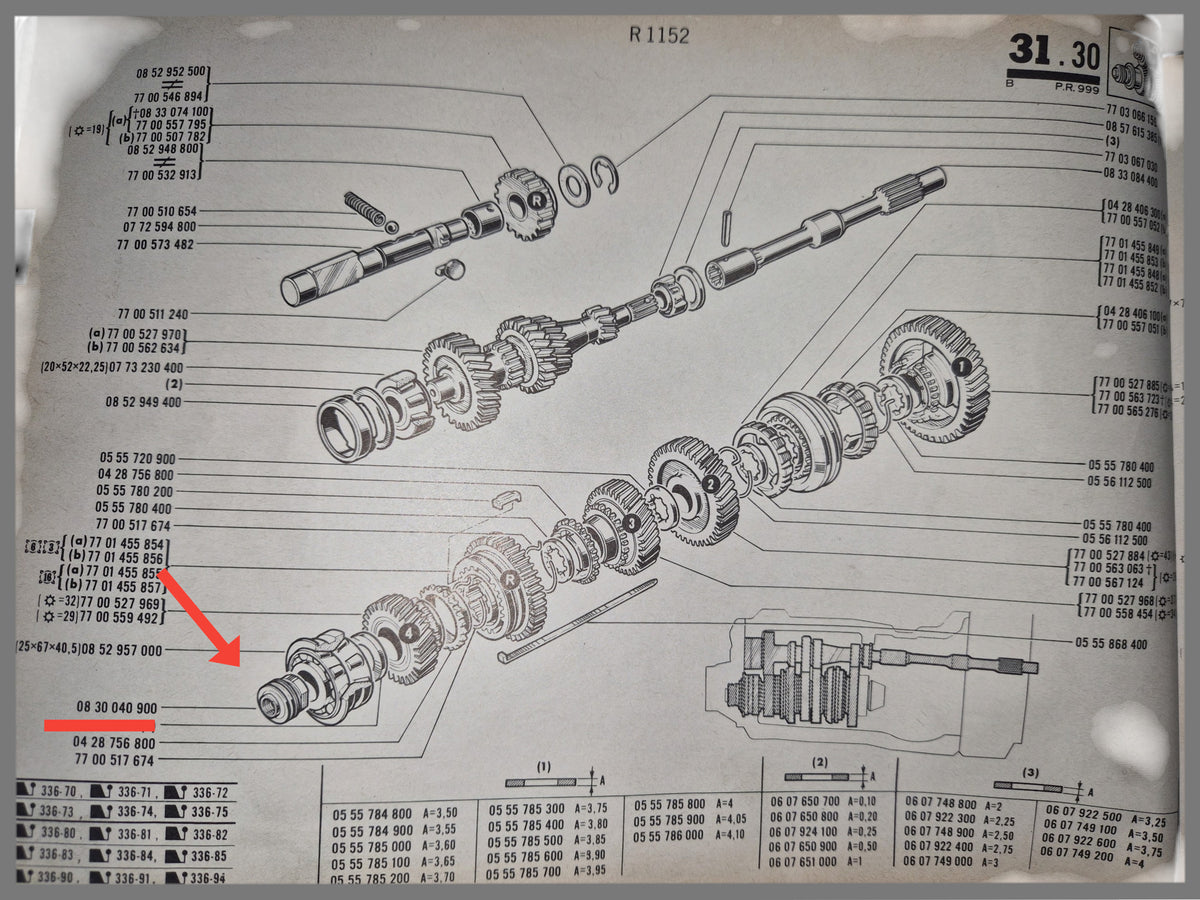 Écrou de blocage d'arbre secondaire - Renault 16 - OEM - 0608308500