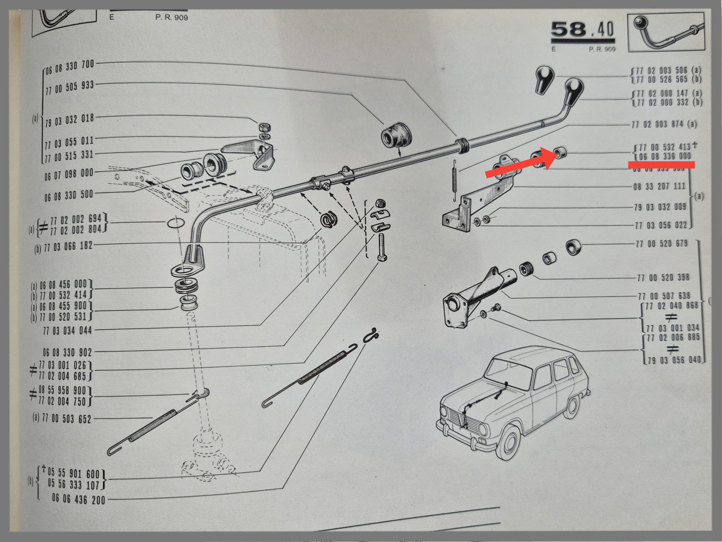 Geleidebus schakelstang - Renault 4 - Renault 6 - OEM 0608336000
