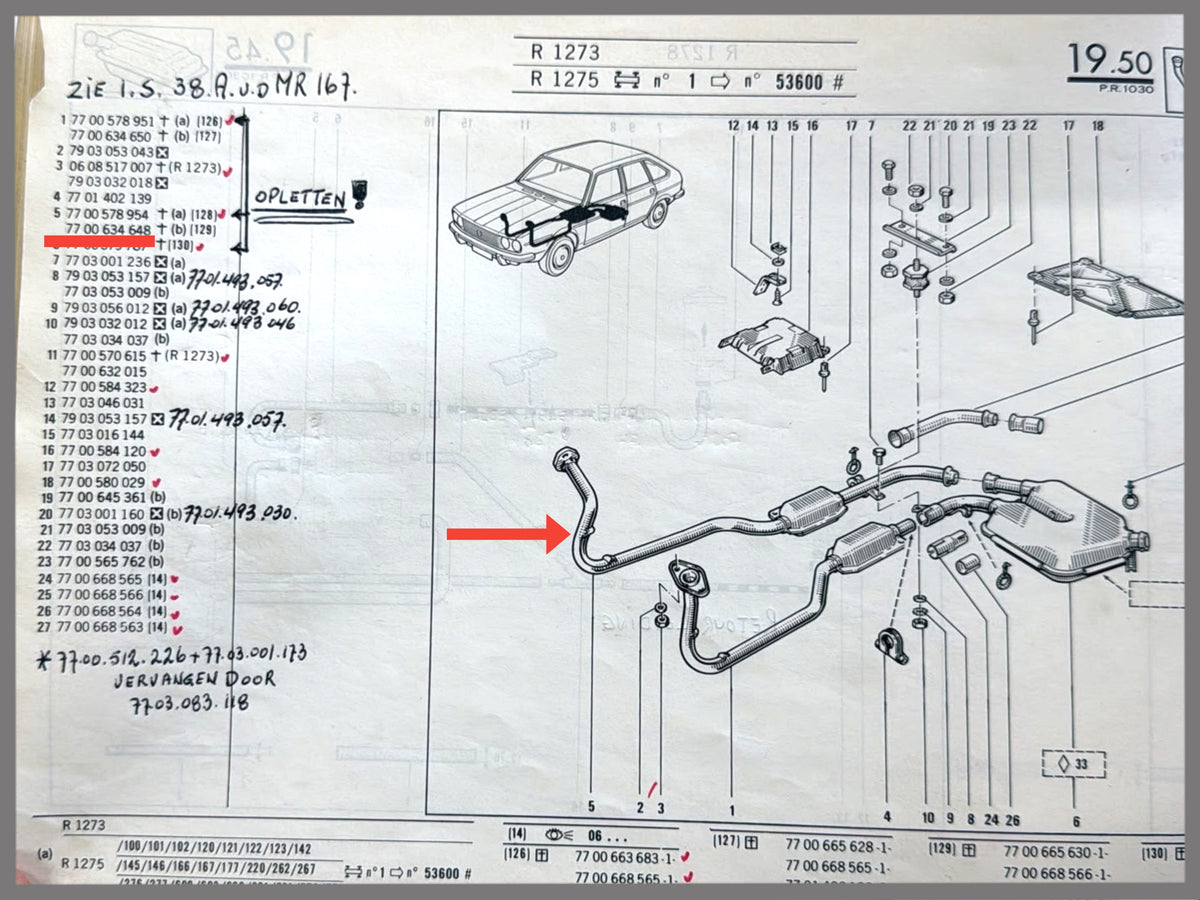 Uitlaat demper - Renault 30 - OEM 7700578954 / 7700634648