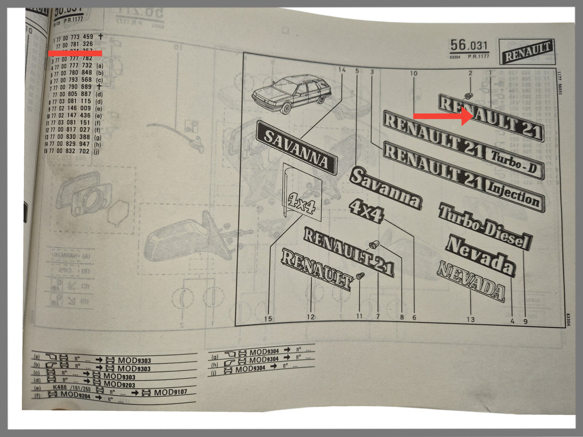 Emblema - Renault 21 - OEM 7700773459 y 7700781326