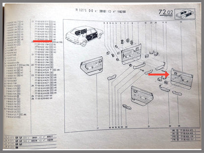 Garniture de porte avant droite - Renault 20 -OEM7700635531