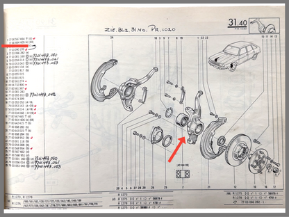 Fusée d'essieu gauche - Renault 20 - Renault 30 - OEM 7700664605