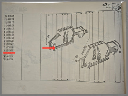 Box beam right - Renault 18 Break - OEM 7700629153