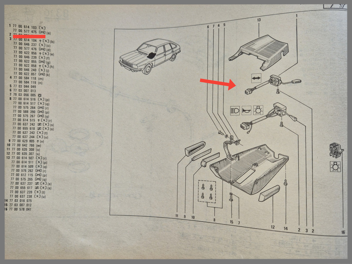 Richtingaanwijzer - Renault 20 - OEM 7700577475