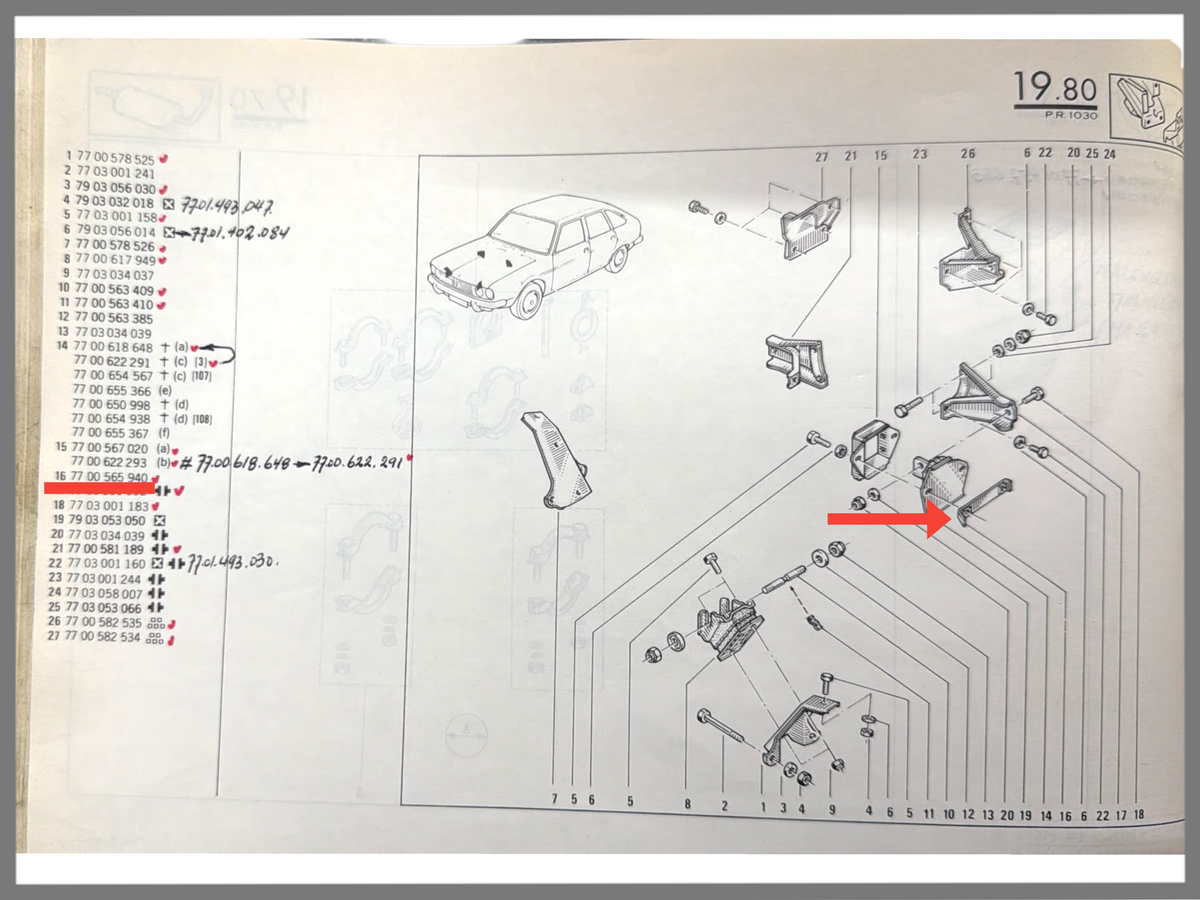 Support de fixation - Renault 20 - Renault 30 - OEM 7700565940