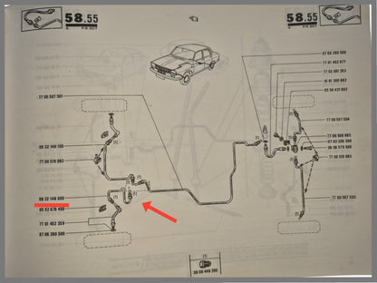 Remleiding voorzijde links Renault 12 - Renault 15 - Renault 17 - OEM 0832148000