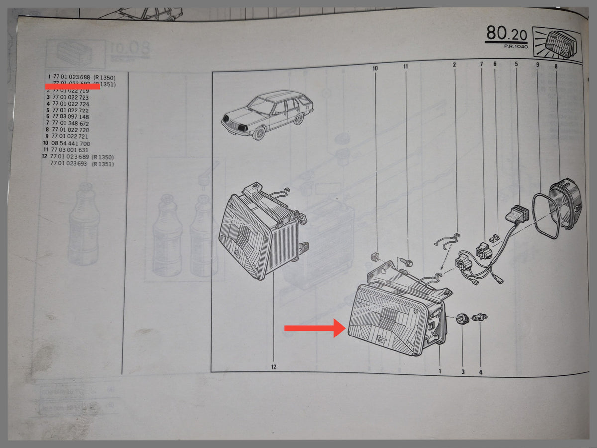 Phare Bilux gauche - Renault 18 Break - OEM 7701023688