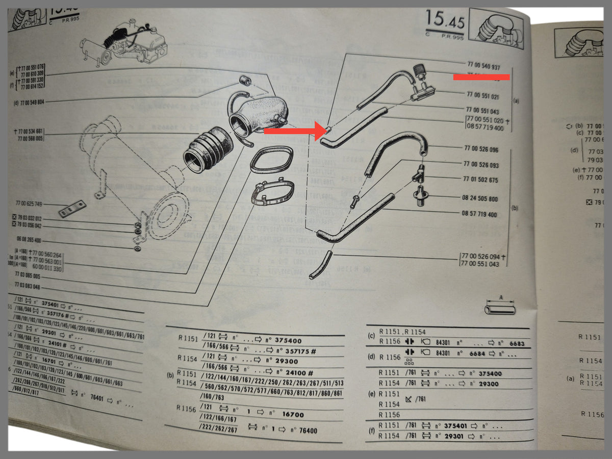 Manguera de aire Venturi para carburación (tamaño exterior 8 mm tamaño interior 6,5 mm orificio pequeño 1 a 1,5 mm) – Renault 16 – OEM 7700540937