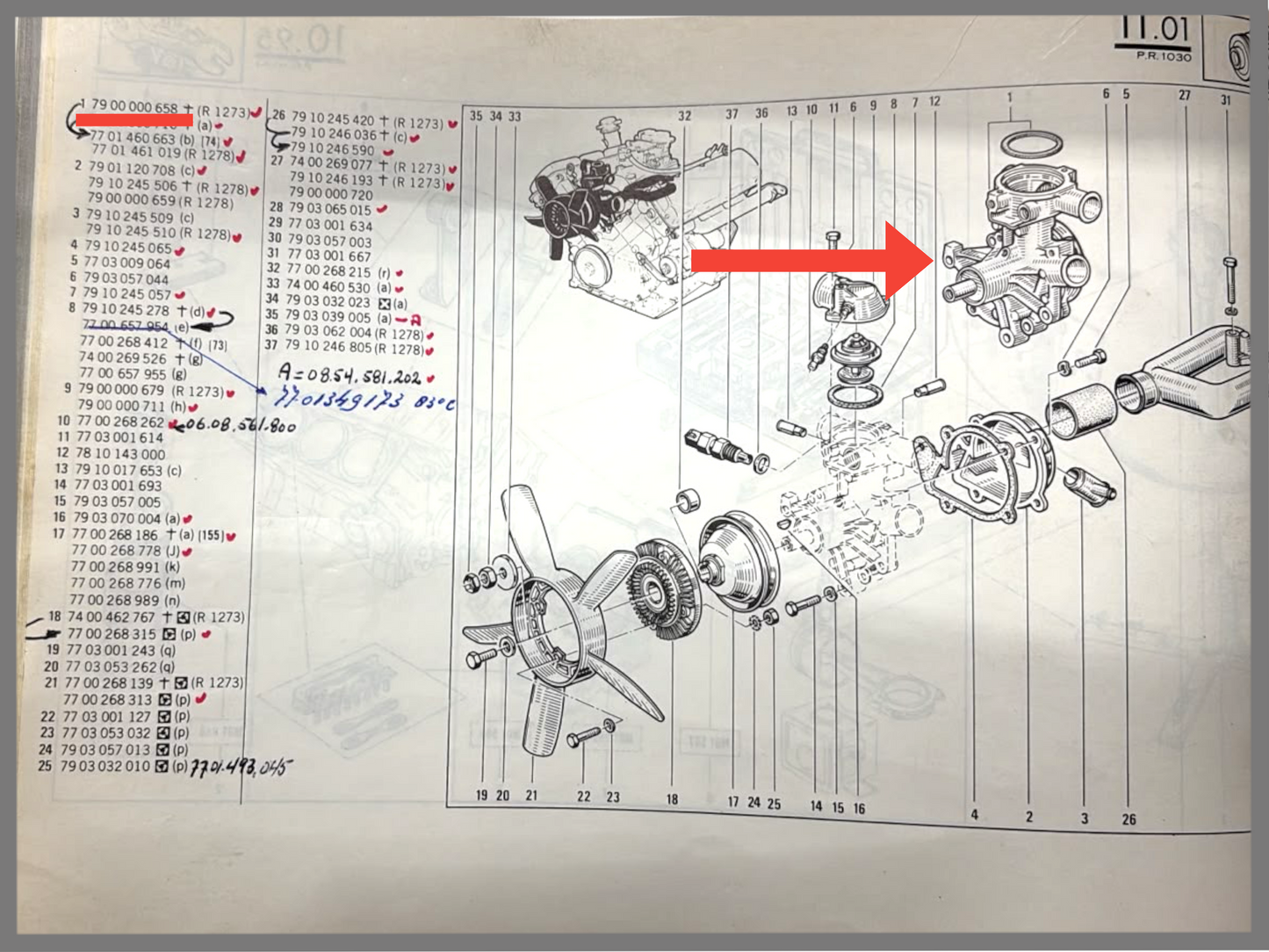 Waterpomp - Renault 30 - Alipine A310 - OEM 7900000658
