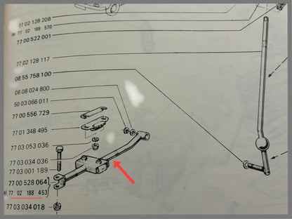 Schakelstang - Renault 12 - Renault 15 - Renault 17 - OEM 7702188453 en 7700528064