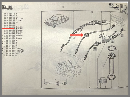 Câble de compteur de vitesse - Renault 9 - OEM 7701349272