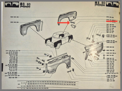 Steun spatbord achter rechts – Renault 8 – Renault 10 - OEM 0428342200