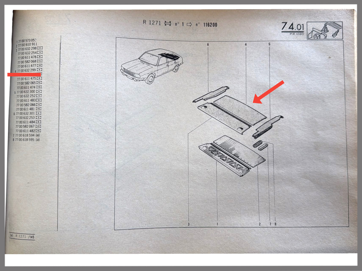 Revêtement tablette bleu clair - Renault 20 -Renault 30-OEM 7700632299