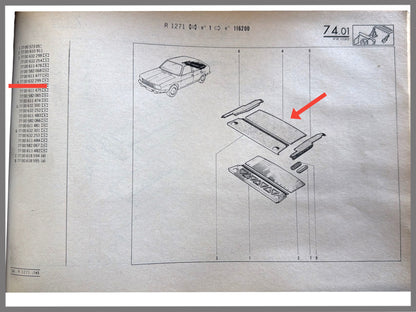 Revêtement tablette bleu clair - Renault 20 -Renault 30-OEM 7700632299