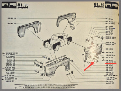 Support d'aile arrière gauche – Renault 8 – OEM 0832014400