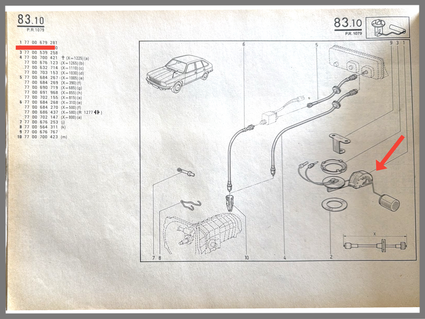 Vlotter brandstof niveau - Renault 20 - Renault 30 - OEM 7700679281