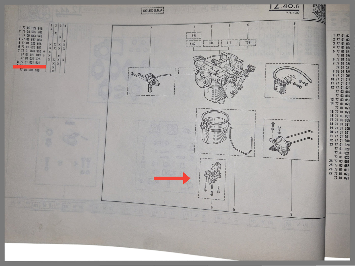 Acceleratiepomp revisieset - Renault 14 - OEM 7701020709