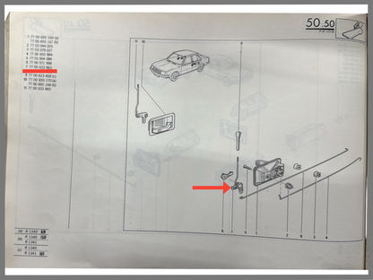 Hefboom slot mechanisme achterzijde links - Renault 18 - OEM 7700633863