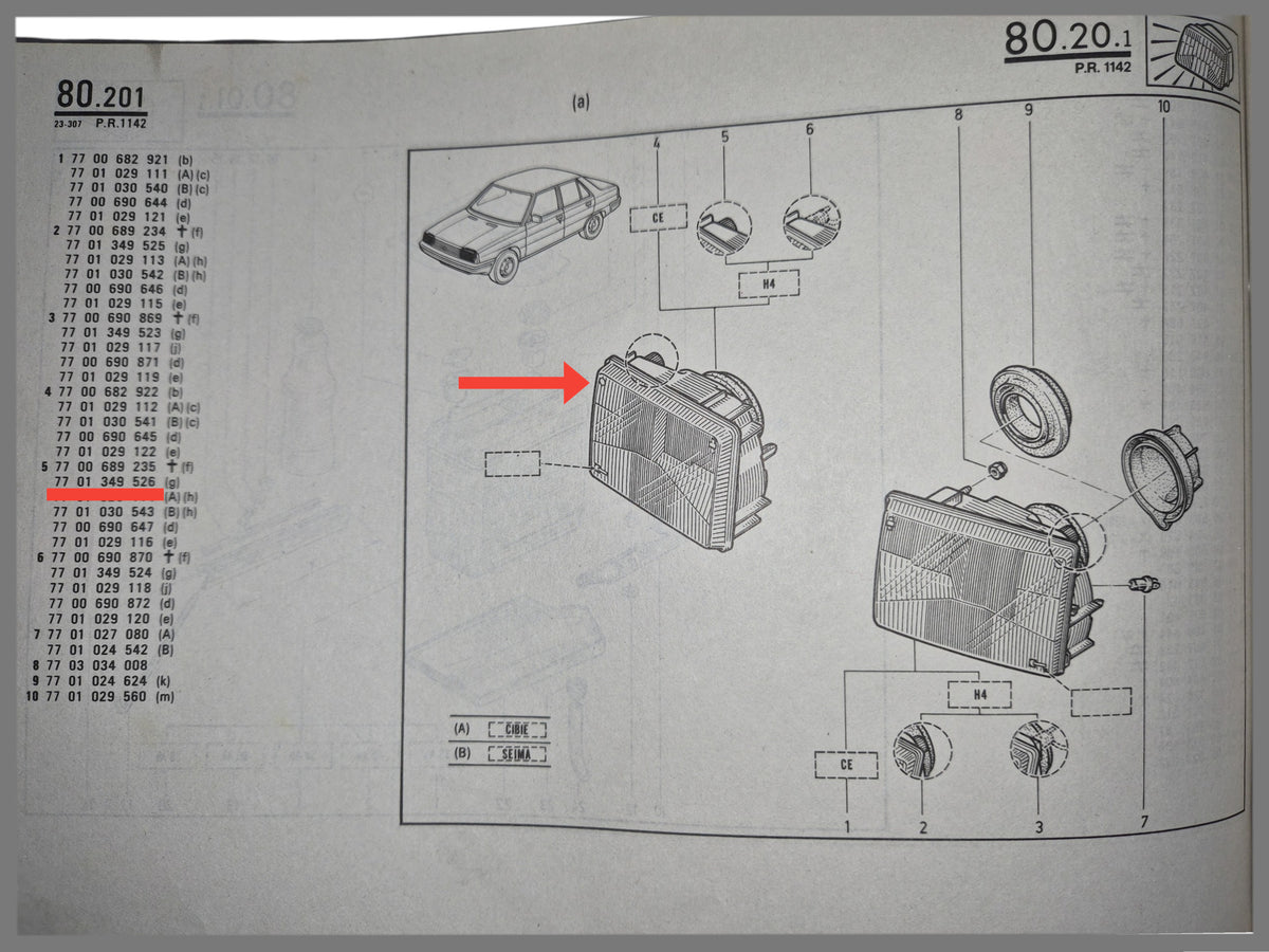 Koplamp lamp (geel 45W) - OEM 7703097174
