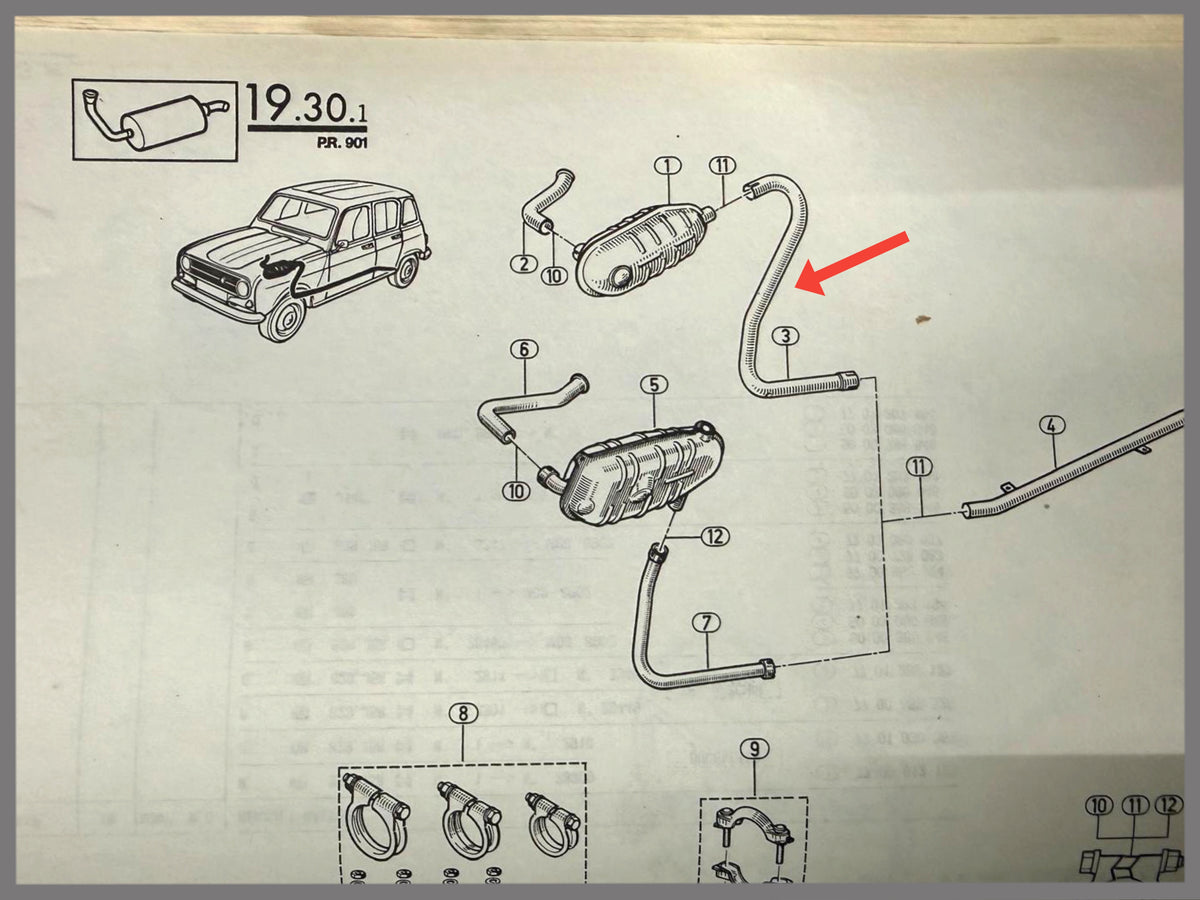 Tuyau d'échappement - Renault 4 - OEM 7700515611